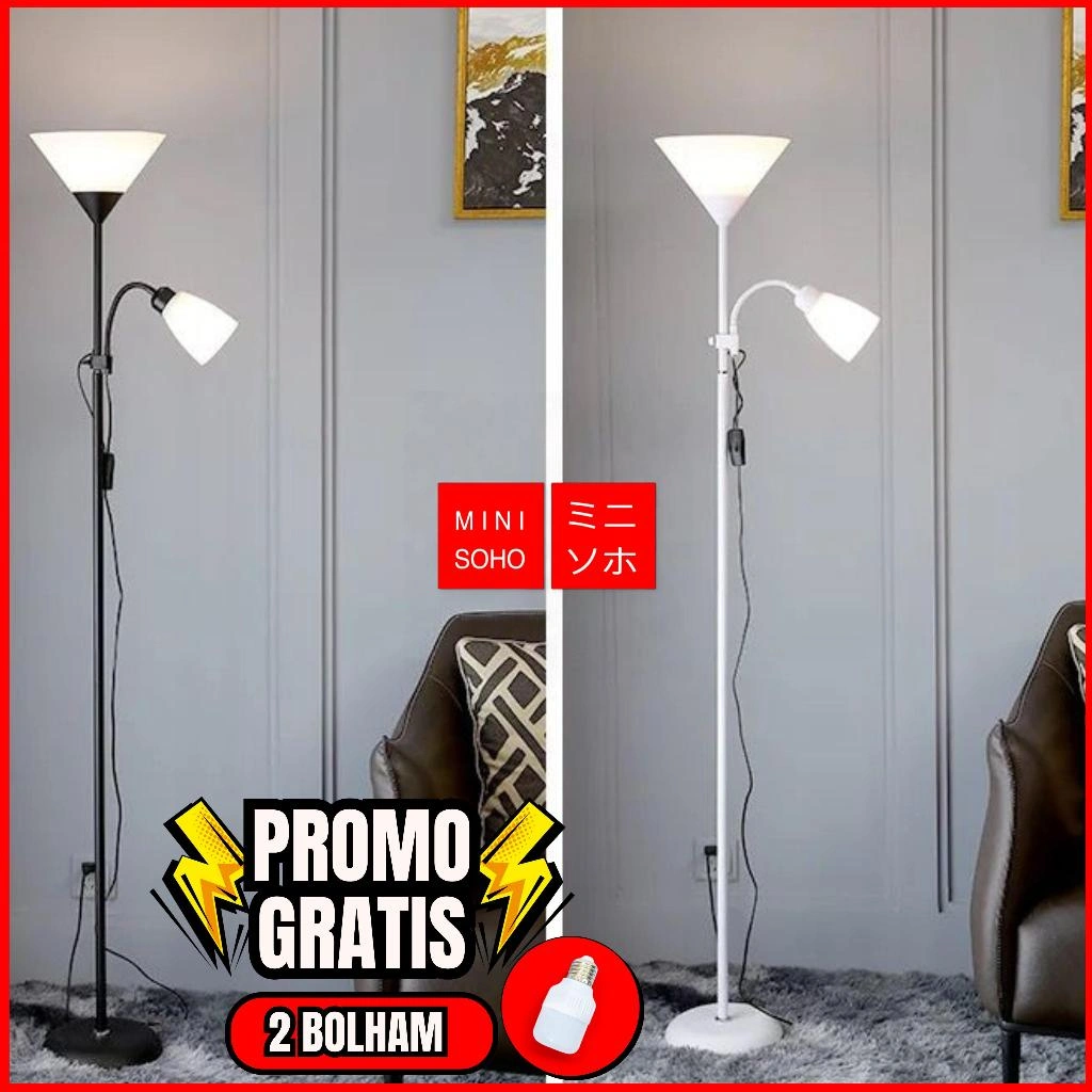 Lampu Meja Stand Lampu Lantai Berdiri Double Lamp Standing Lamp