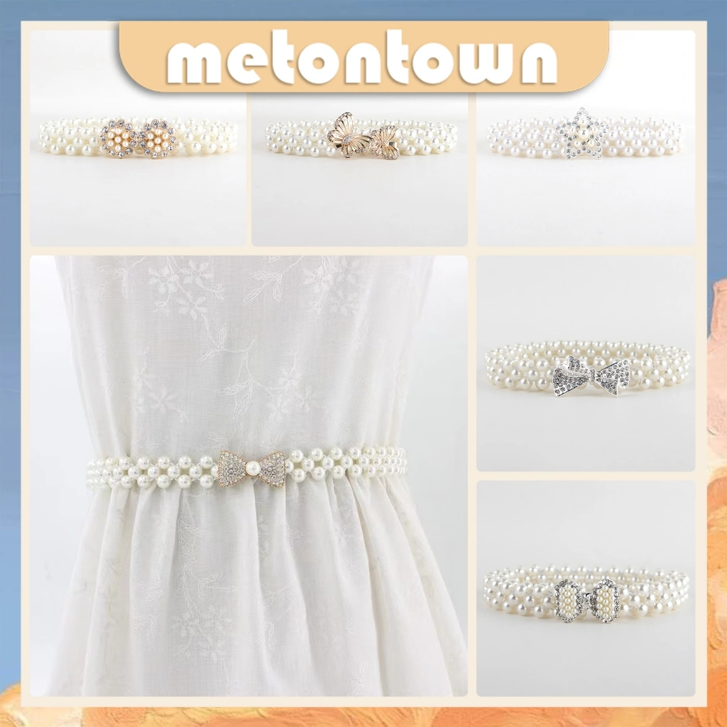 Mtt - Ikat Pinggang Mutiara Gamis Dress Pearl Belt Sabuk Wanita Elastis