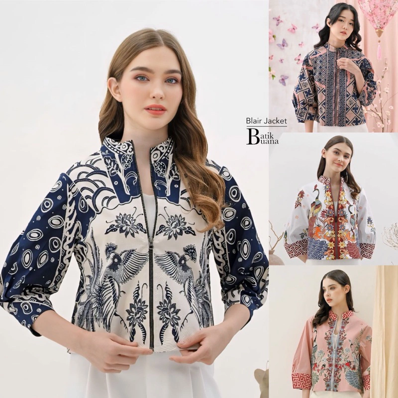 Jaket Batik Blair - Outer Batik Wanita - Blazer Batik - Cardigan- Atasan Batik Wanita - Baju - Batik Cewek - Batik Premium Wanita - Premium Batik Blouse - Batik kerja - Batik Navy - Batik Pink - Batik coklat - Batik Murah - Blair Jacket {135 / A7103}