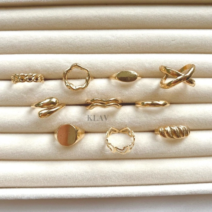 Klav - Set Cincin Fortune isi 10 pcs fashion aksesoris gaya retro vintage