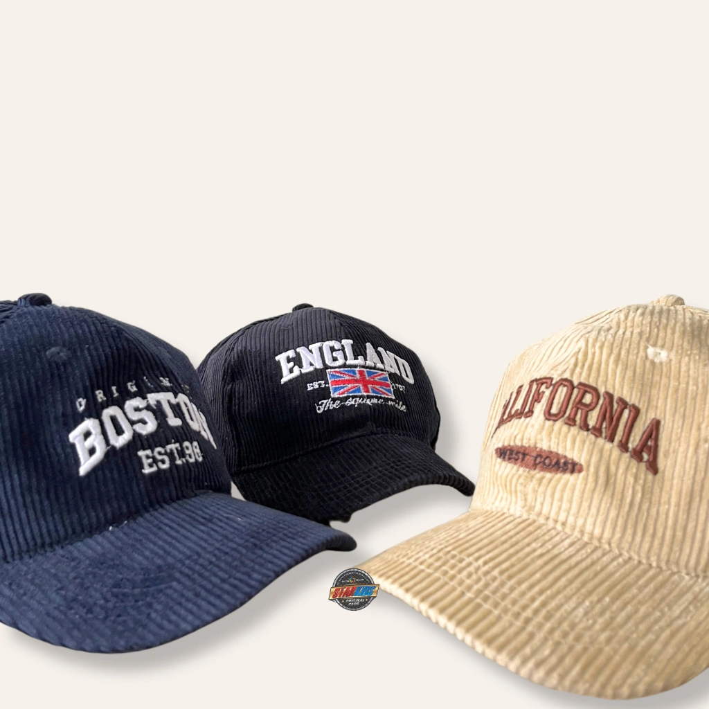 Topi Anak Model Baseball Bahan Korduroi Motif Bordir Usia 4 Tahun Sampai 12 Tahun