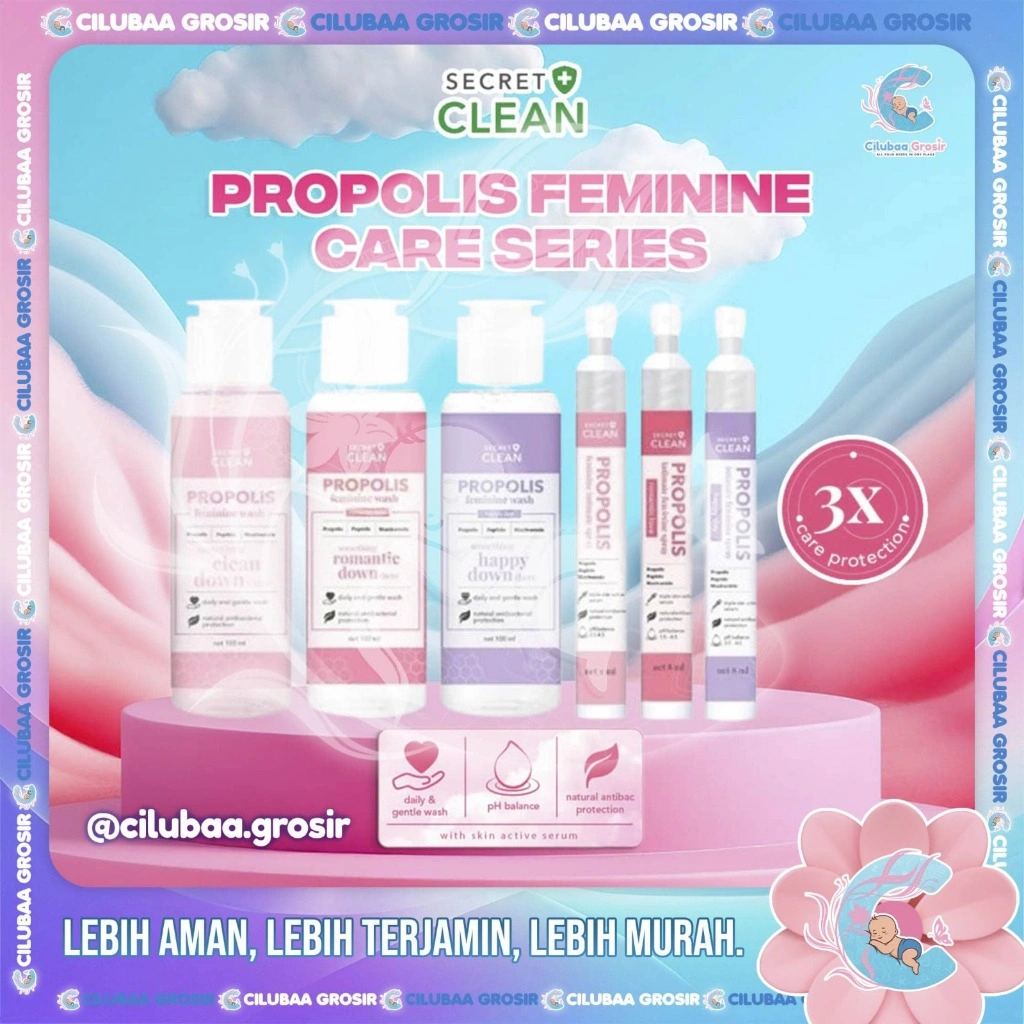 SECRET CLEAN Propolis Feminine Care Series || Intimate Spray || Wash || Romantic Down || Happy Down || Clean || Pembersih Kewanitaan