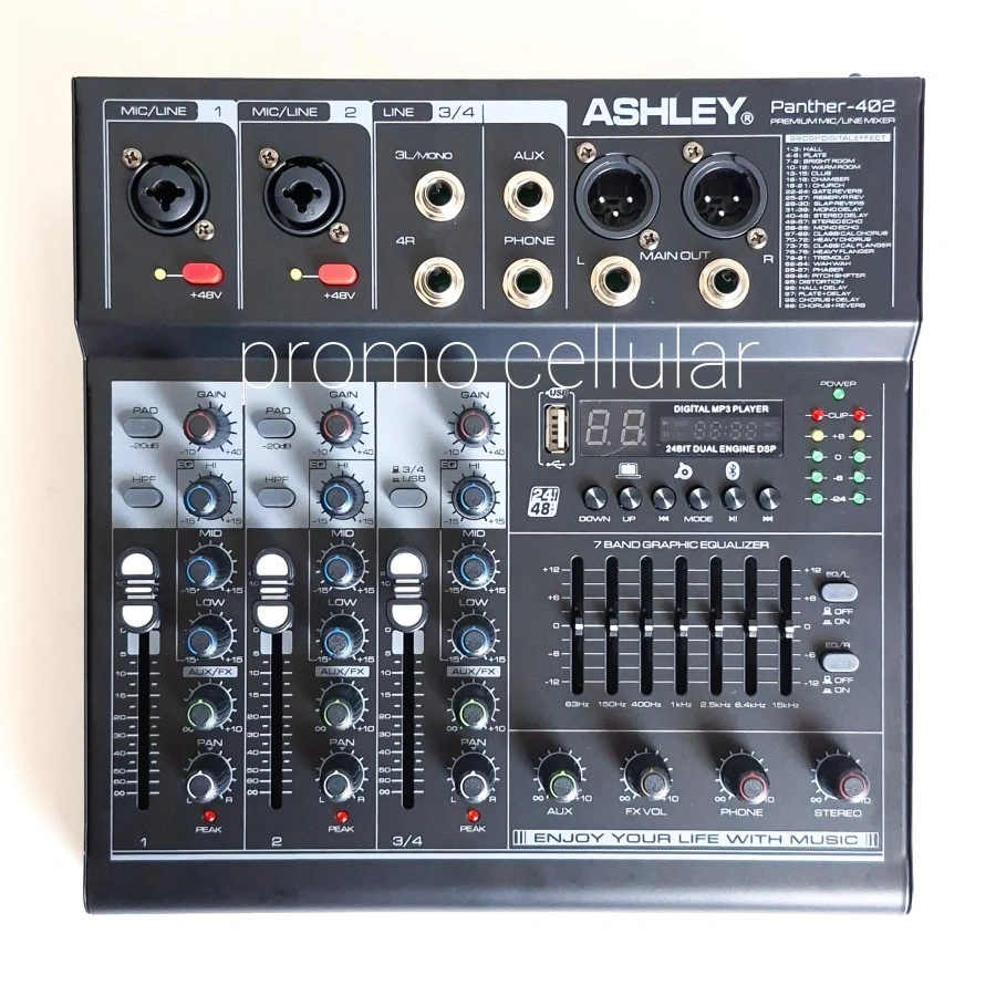 Mixer Ashley Panther 402 Bluetooth 4 Channel 99 Dsp USB Recording 4ch Original