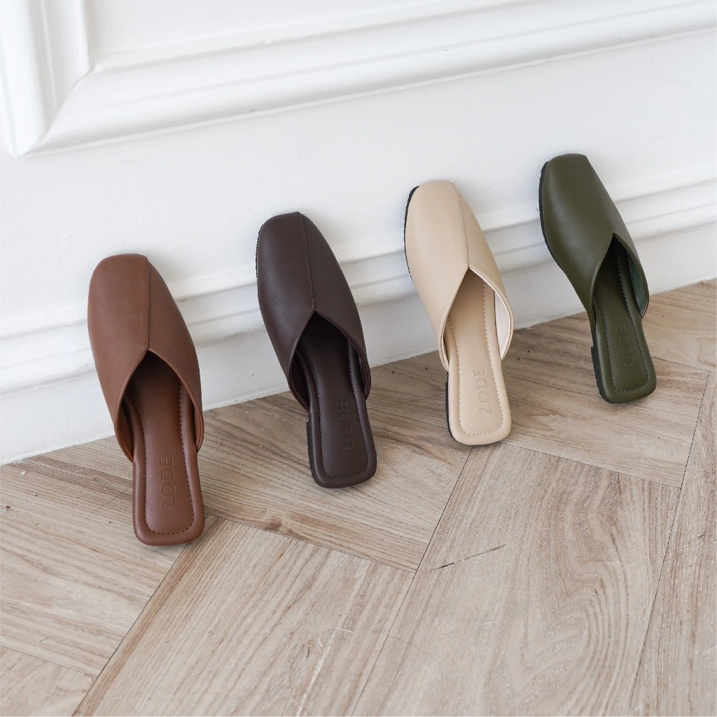 ZODE - ESTHER Sandal Wanita Teplek Slop Casual | Sandal Slop Wanita Kekinian Korea Premium | Sandal Wanita Flat Datar Warna Hitam (Tersedia Ukuran 36-43)
