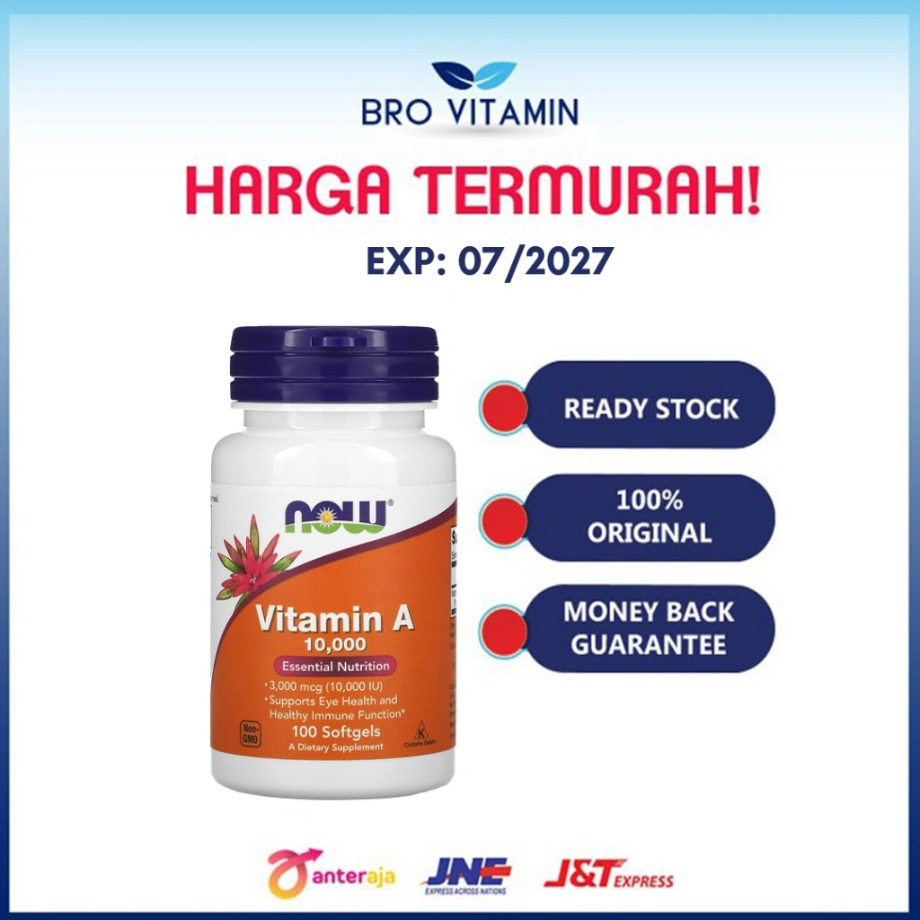 Now Foods Vitamin A 10000 IU 100 Softgels | mata sehat lelah