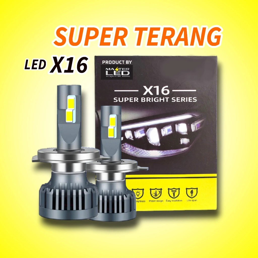 LAMPU LED MOBIL X16 SUPER TERANG H4 H11 H16 H1 H7 H8 H9 65 WATT