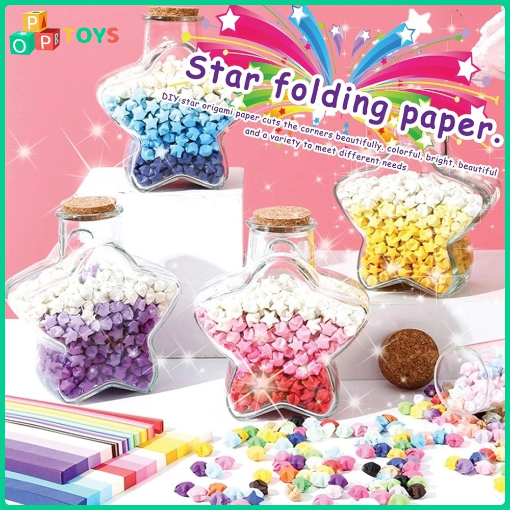 POPTOYS DIY 540pcs Lucky Star Kertas Craft Crafting Stuff Kertas Strip Quilling Paper Gradient Color Origami Kertas Bintang