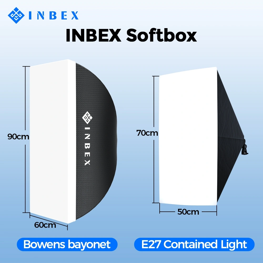 INBEX Softbox 60*90/50*70CM Professional Photography Studio Portrait Video/live/pembuatan konten