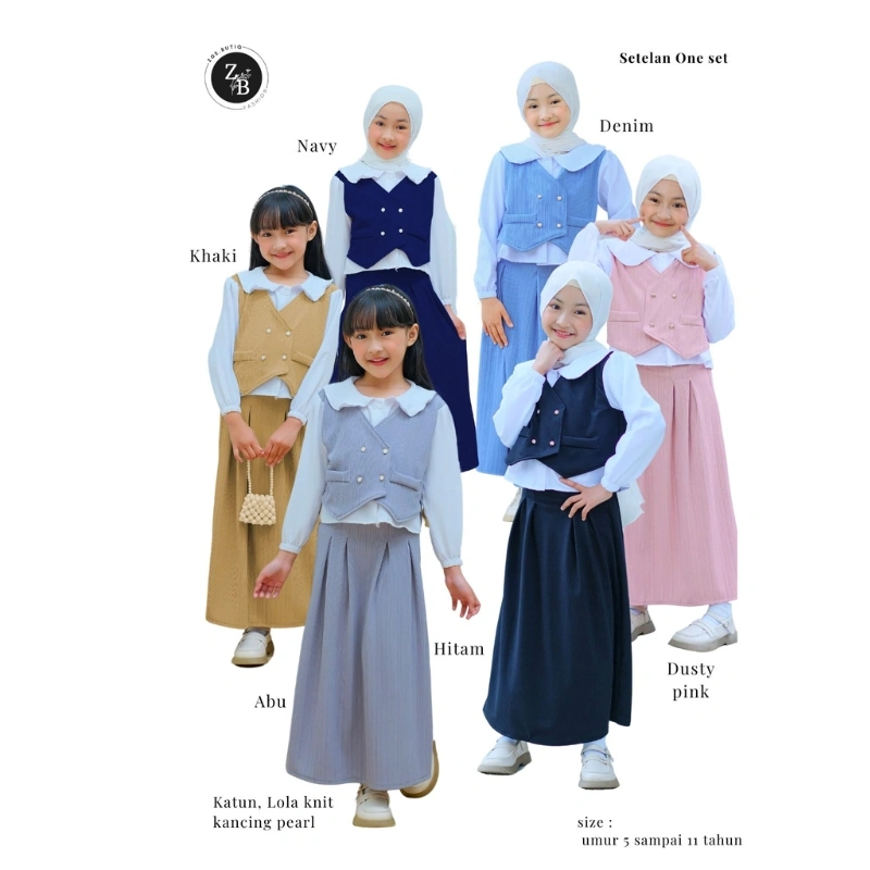 Setelan Rompi Rok Anak Perempuan One set Mewah Lengan Panjang Korea Style Carmalia Zoe butiq