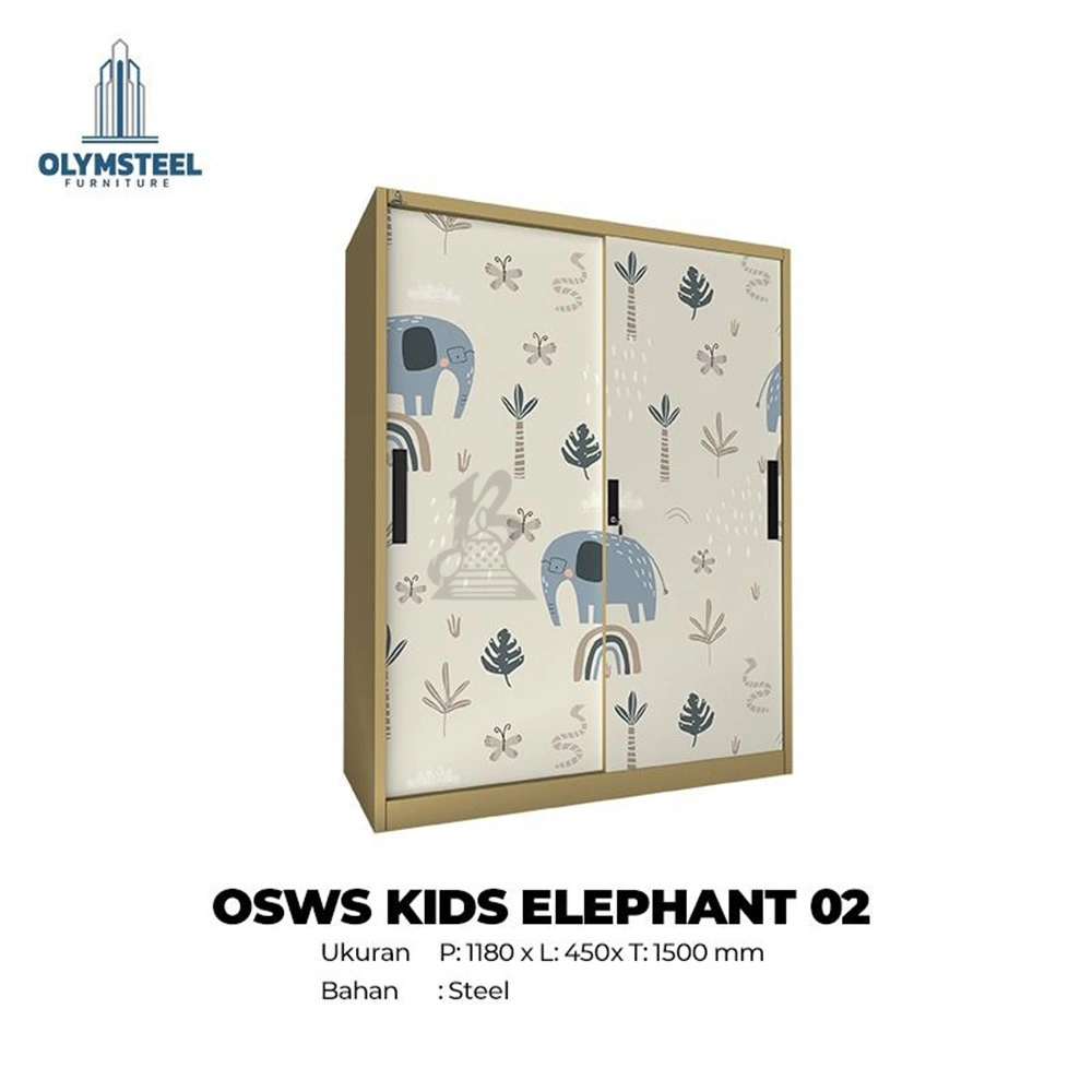 LEMARI BESI ANAK IMPORT-PREMIUM -120-KIDS-OLYMPSTEEL KIDS ELEPHANT
