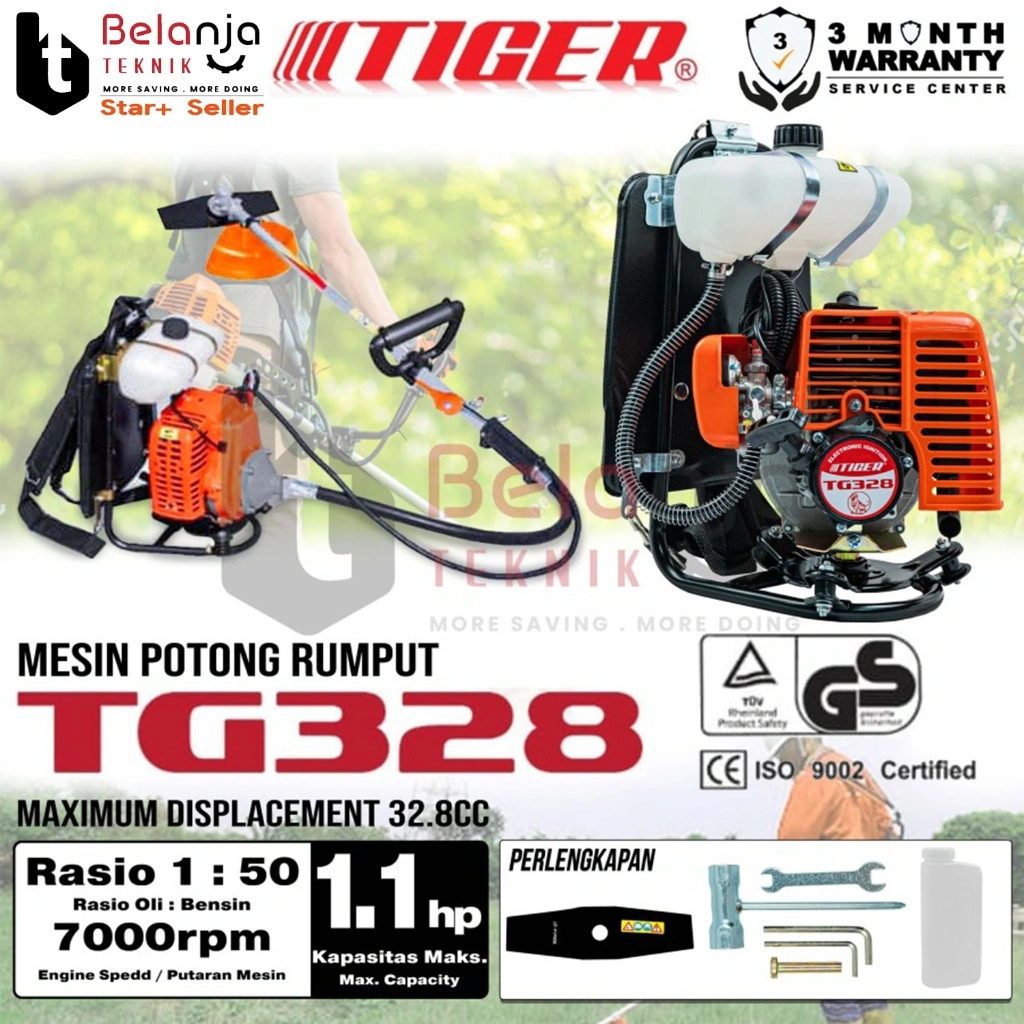 Mesin Potong Rumput Gendong Tiger TG 328 Brush Cutter 2 Tak TG328