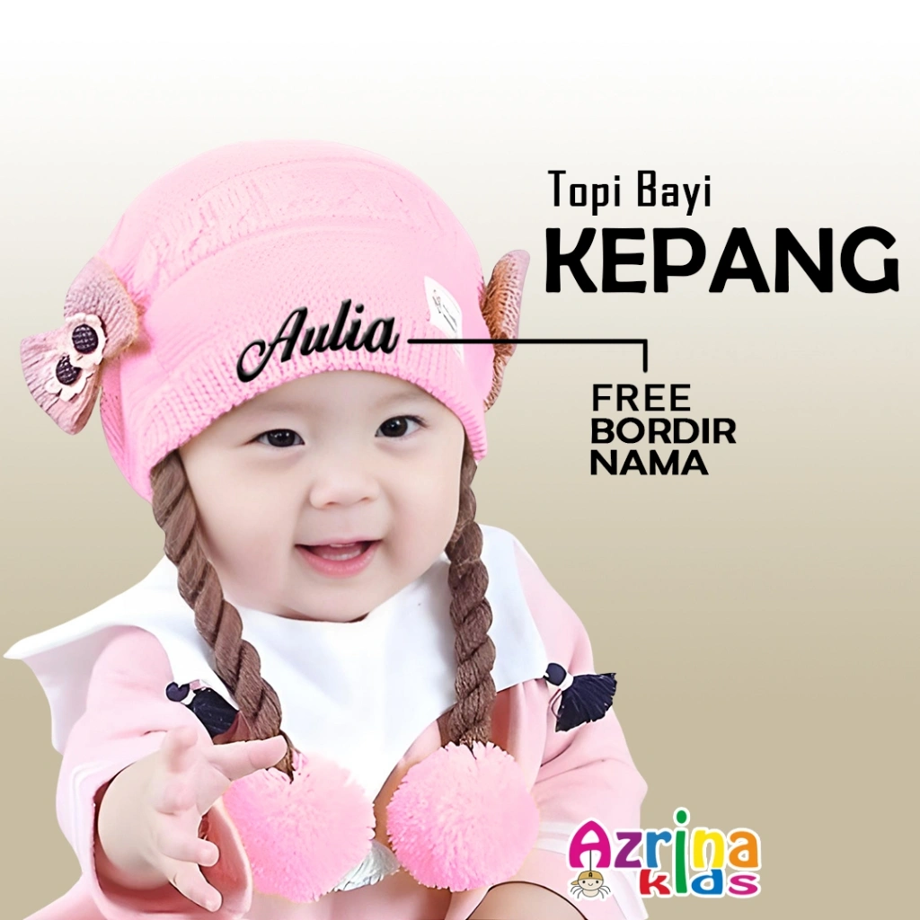 Kupluk Anak Bayi Vita Rajut Rambut Kepang Perempuan