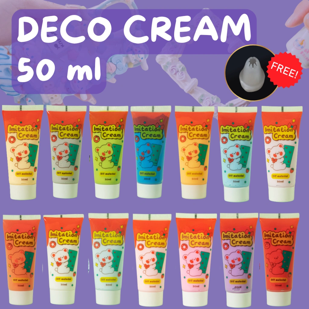 (FREE SPUIT) Deco Cream 50ml / Clay Cream / Fake Whipped Cream / Simulation Cream / Glue Resin DIY / Krim Resin / ragam DIY /Resin Clay