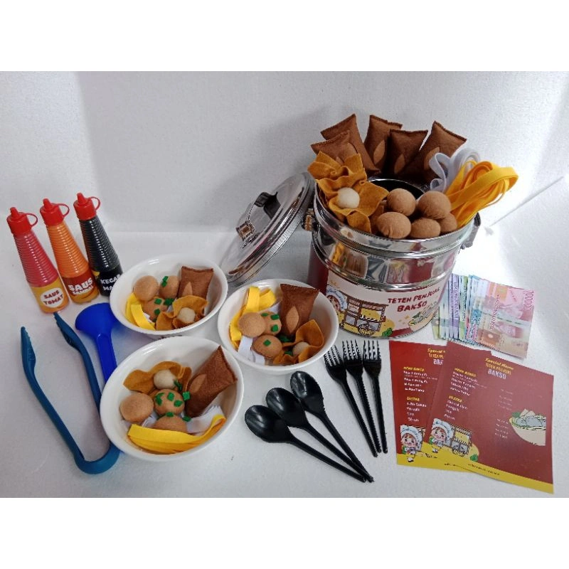 Teteh Penjual Bakso / Abang Penjual Bakso / Sensory Play / Mainan Anak / Prented Play / Edukasi Anak / Main Peran / Abang Tukang Bakso