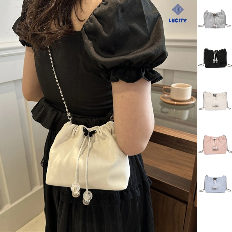 Cute Sling Bag Korea Lucu Tas Selempang Kupu Kupu Tas Rantai Wanita Tas Cewek Kekinian Bucket Bag Sederhana Yang Elegan