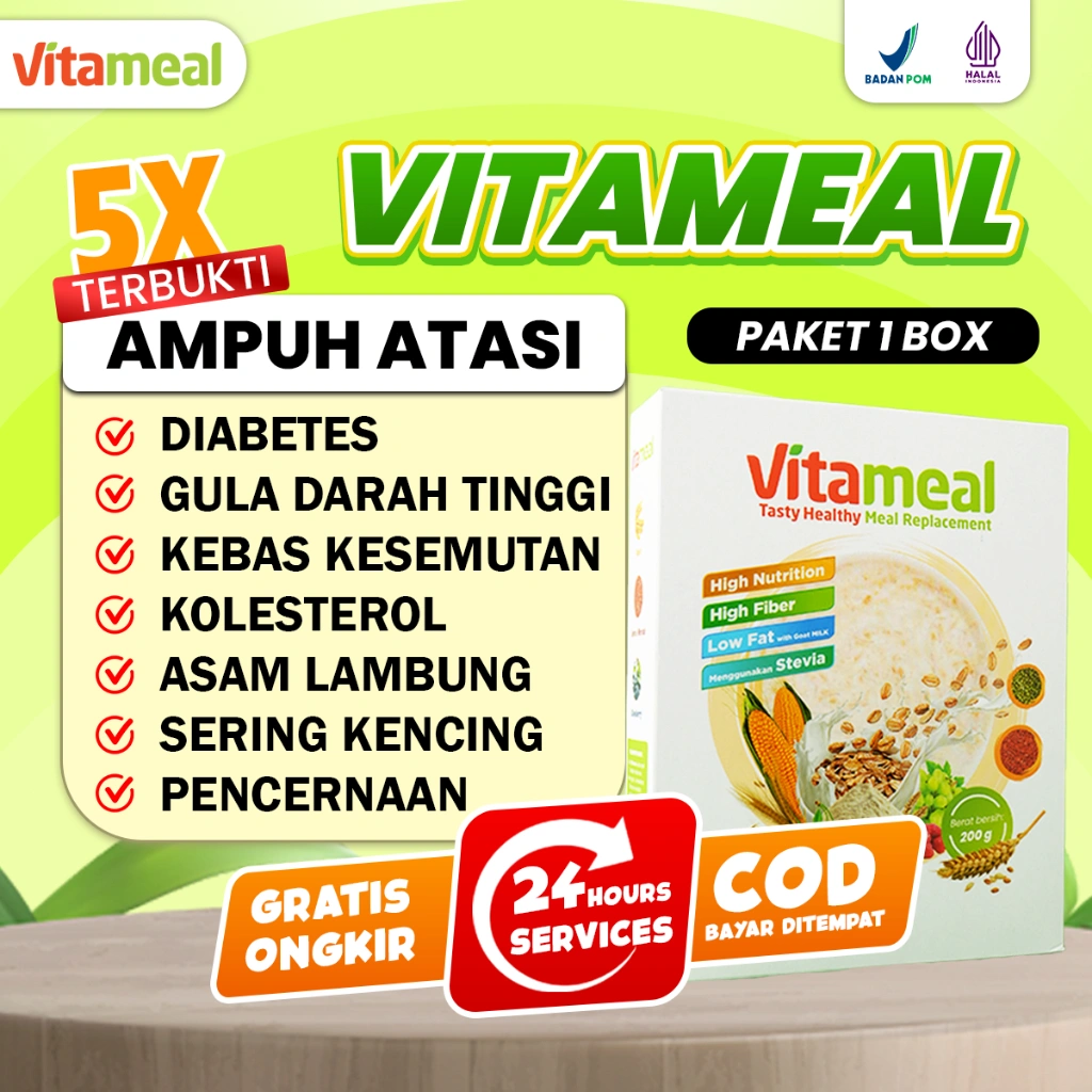 AMPUH VITAMEAL Sereal Sehat Herbal Original Alami Turunkan Gula Darah Asam Lambung Pengganti Sarapan Mencegah Atasi Kolesterol Bantu Tanpa Efek Samping FITAMIL HERBAL