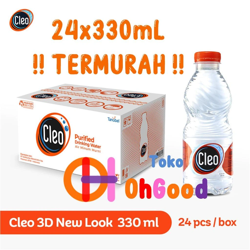 Air minum mineral Cleo 330mL 330 mL isi 24 botol BPA Free