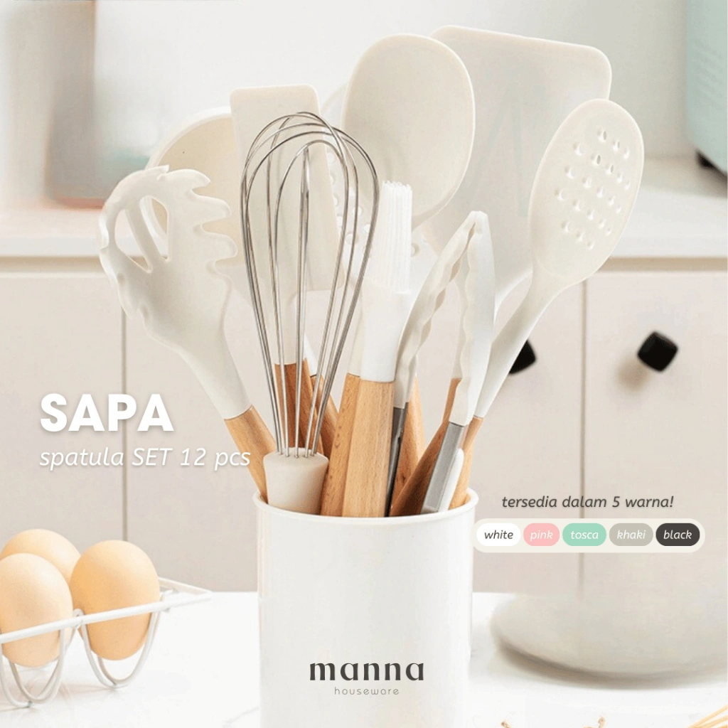 MANNA SAPA - Spatula Set 12pcs Alat Masak Silicone Sodet Steak Clip Set Oil Brush Kitchen Cooking