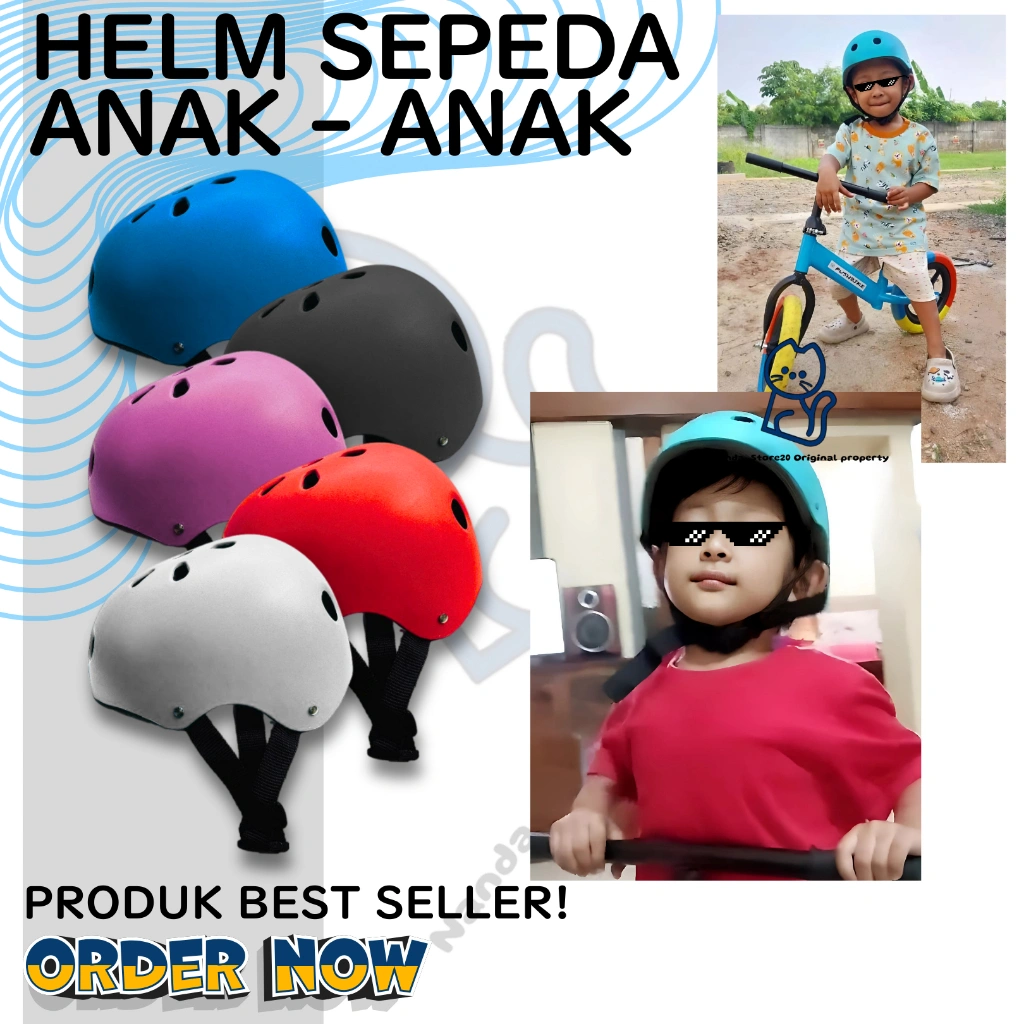 Helm Sepeda Anak Skateboarding Climbing Rafting Sepatu Roda BMX Kids Hadiah Anak Pelindung Kepala