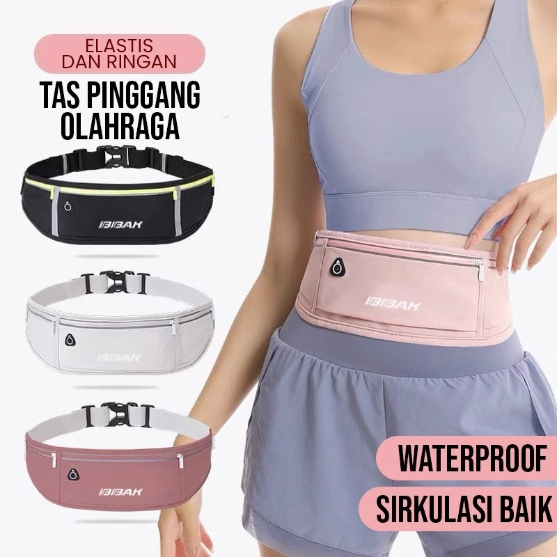 Tas Pinggang Olahraga Weistbag Unisex Lari Running Jogging Belt 48CM XTRA Lobang Headset Earphone