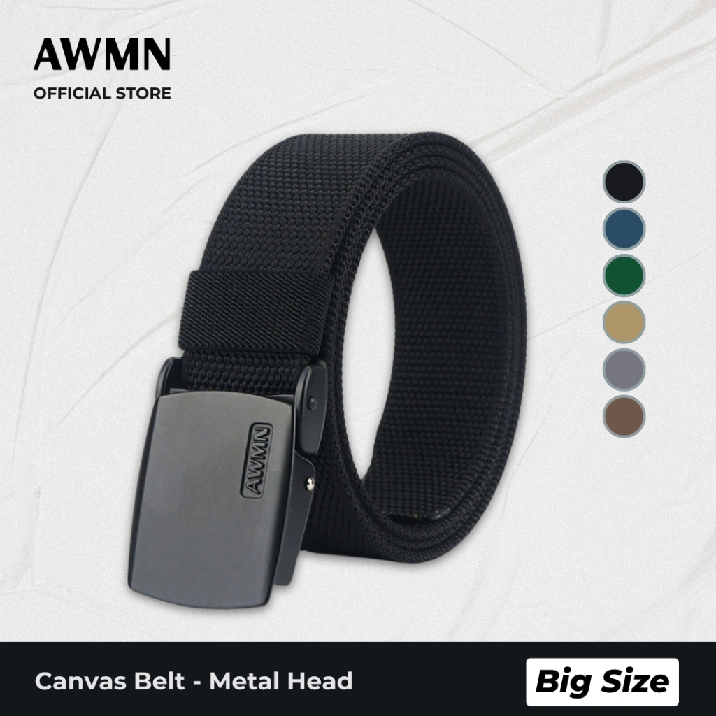 AWMN Ikat Pinggang Big Size Canvas Premium Buckle Metal Zinc Alloys  - AW4