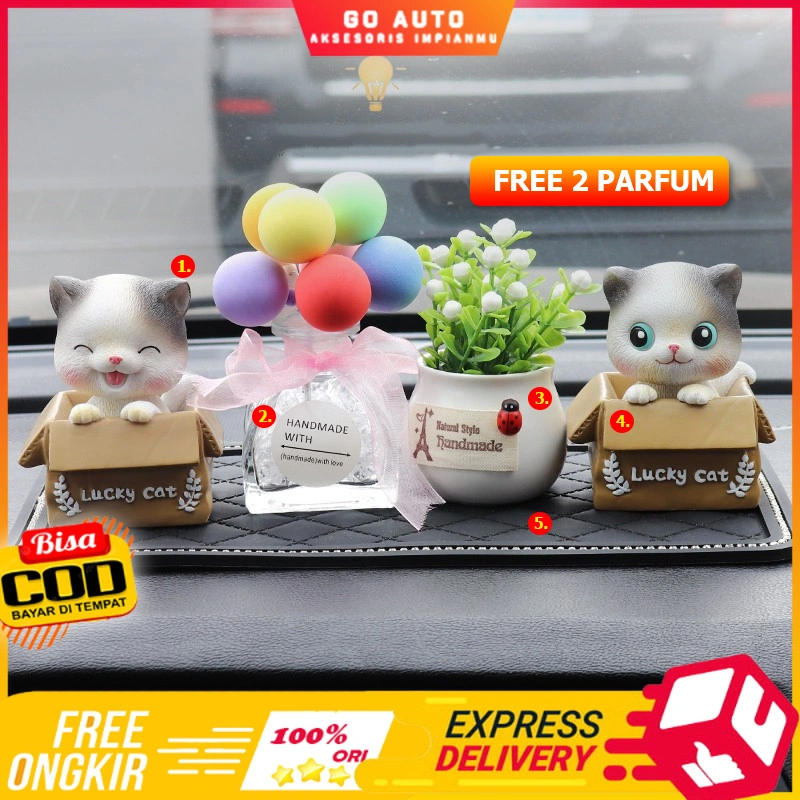 [ KOMBO LENGKAP SESUAI FOTO ] Pajangan Dashboard Mobil Kucing Kardus Hiasan Interior Mobil Lucu Parfum Pajangan Mobil Aksesoris Interior Mobil Aksesoris Interior Mobil