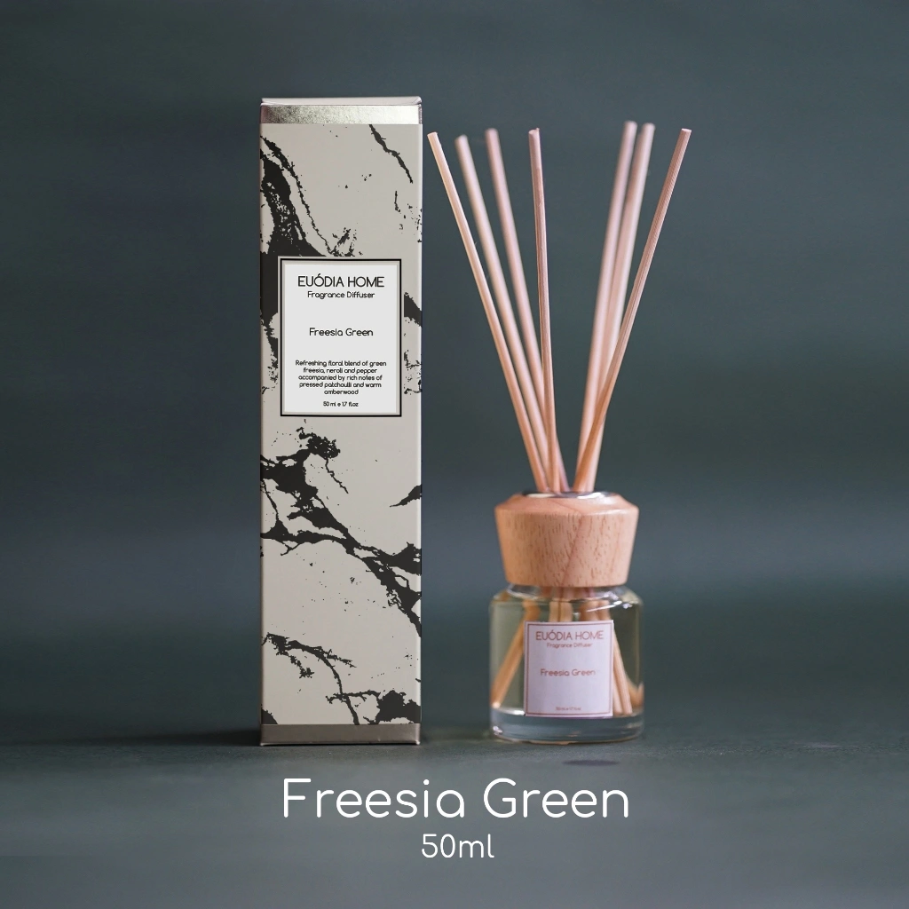 Euodia Home Freesia Green Fragrance Diffuser - Aromaterapi Pengharum Ruangan Reed Diffuser / Parfum Ruangan