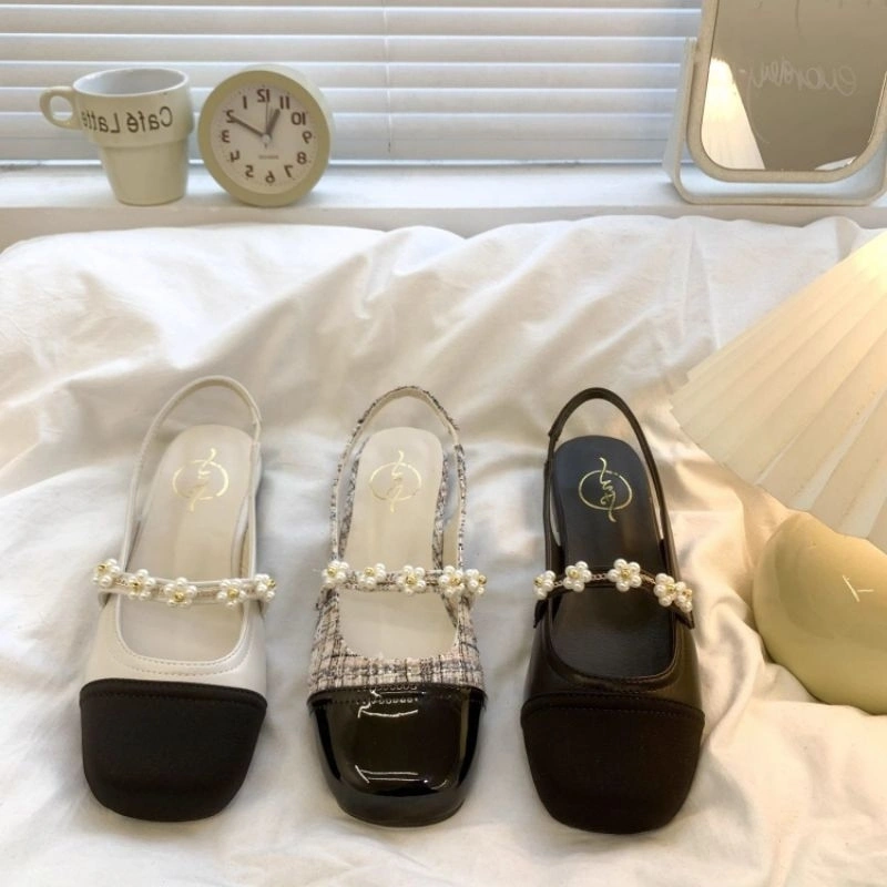 NF2616 - Sandal Flat Shoes Motif Bunga Fashion Kekinian Sandal Flat Shoes Terbaru Sandal Terlaris