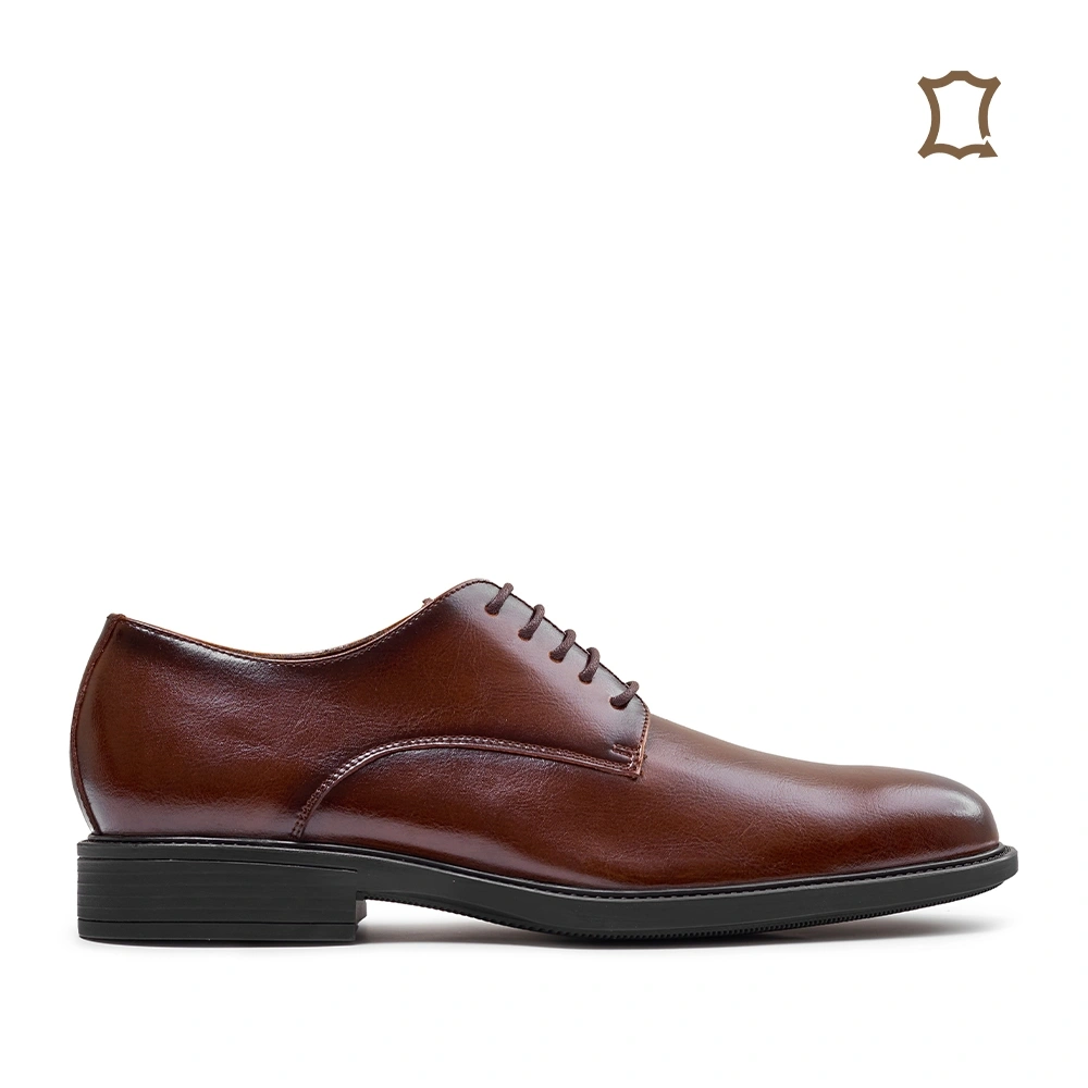 Prabu - Rusdi Brown Sepatu Kulit Derby Pria - Cokelat