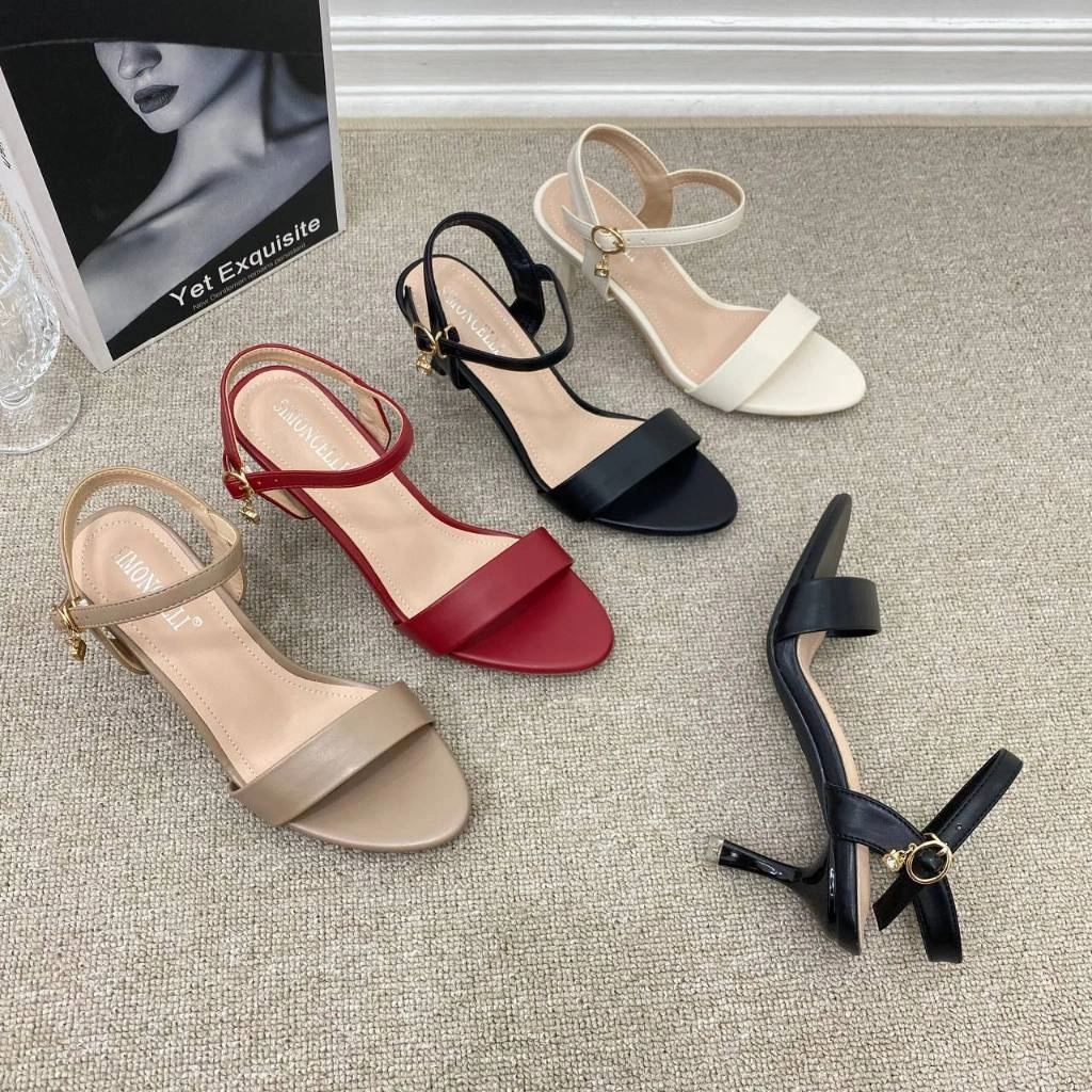 Simoncelli Sepatu Heels Wanita Tali Belakang 6 Cm | High Heels Wanita | Sepatu Wanita | Heels Hitam | Wedding Shoes | Heals | Sepatu Korea 7318