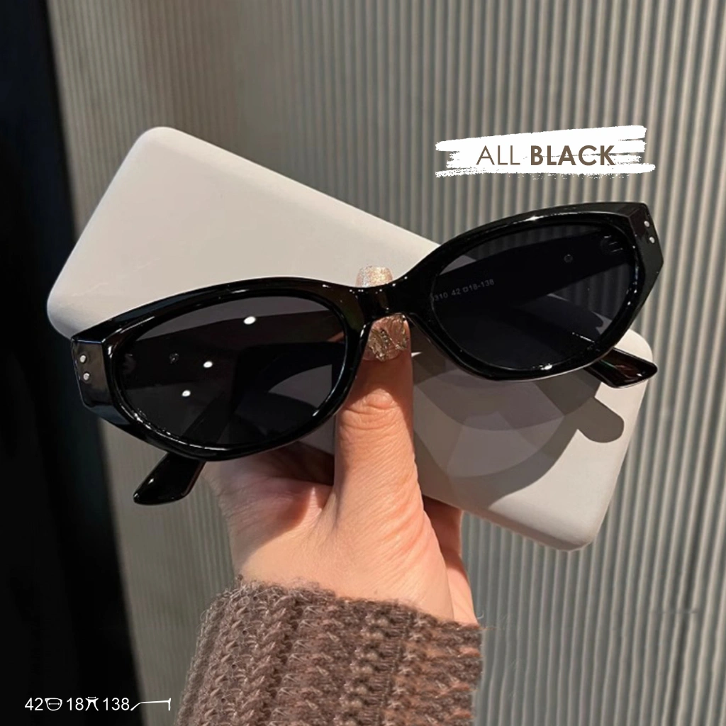 Gently Morley Kacamata Hitam Sunglasses Polarized AntiUV Bahan TR90 Bentuk Cat Eye Korean Rococo 1016