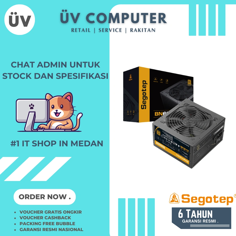 Power Supply PSU Internal PC Komputer Segotep BN650W BN650 BN-650 Watt 650W | Black Hitam | Non Modular 80+ Plus Bronze | bkn 600W 700W Garansi 6 Tahun