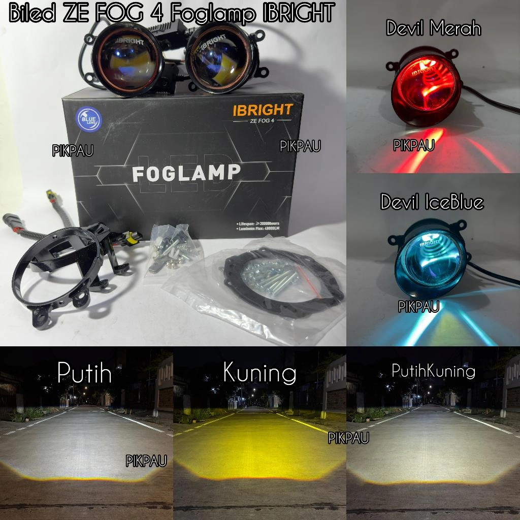 Sepasang FOGLAMP IBRIGHT ZE FOG 4 Original 3 Inc Blue Lens Waterproof