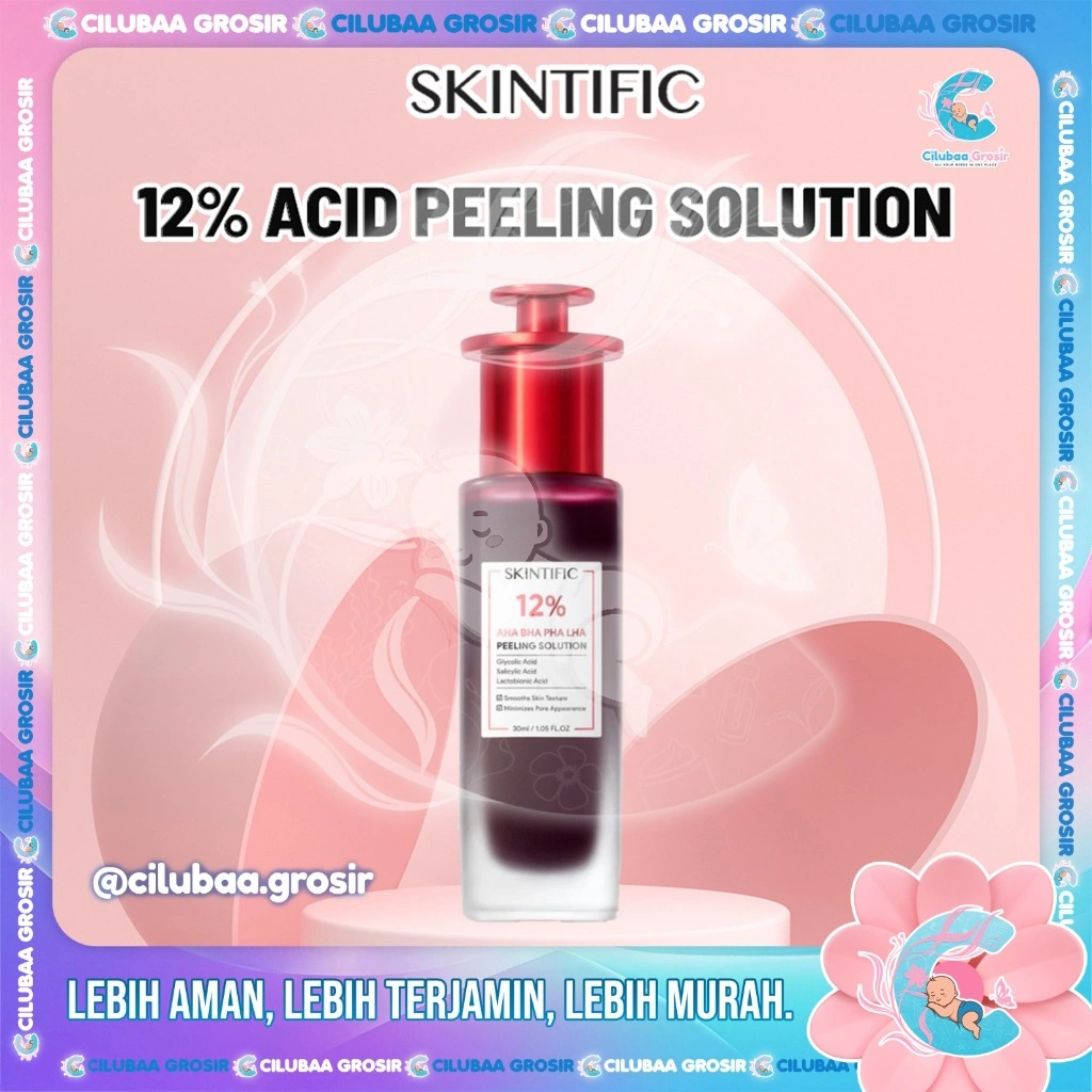 SKINTIFIC 12% Acid Peeling Solution Serum 30ml || Skintific Exfoliating with AHA BHA PHA LHA || Mengangkat Sel Kulit Mati || Essence Wajah