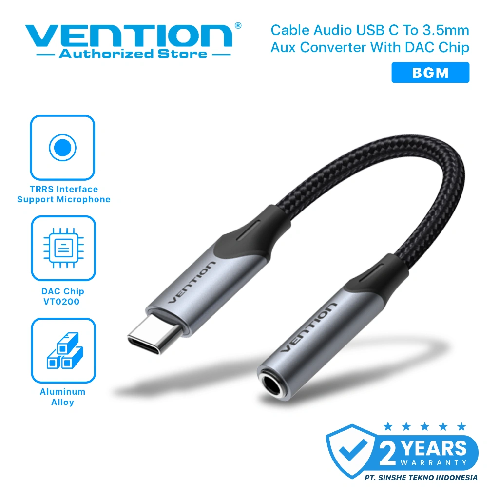 VENTION Kabel Audio USB C to 3.5mm Aux Converter Smartphone Android