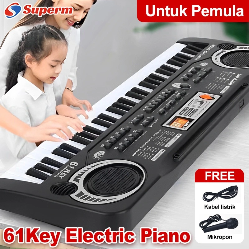 Music- organ elektronik multifungsi anak laki-laki dan perempuan pemula 61 kunci piano rumah bayi 3-6-12 tahun mainan musik