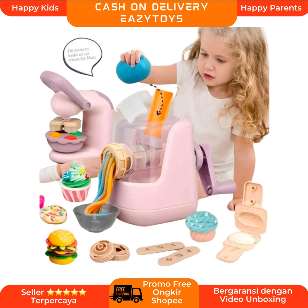 Clay Mainan Dream Clay Ice Cream Machine Noodle Burger Machine Plastisin Lilin Mainan