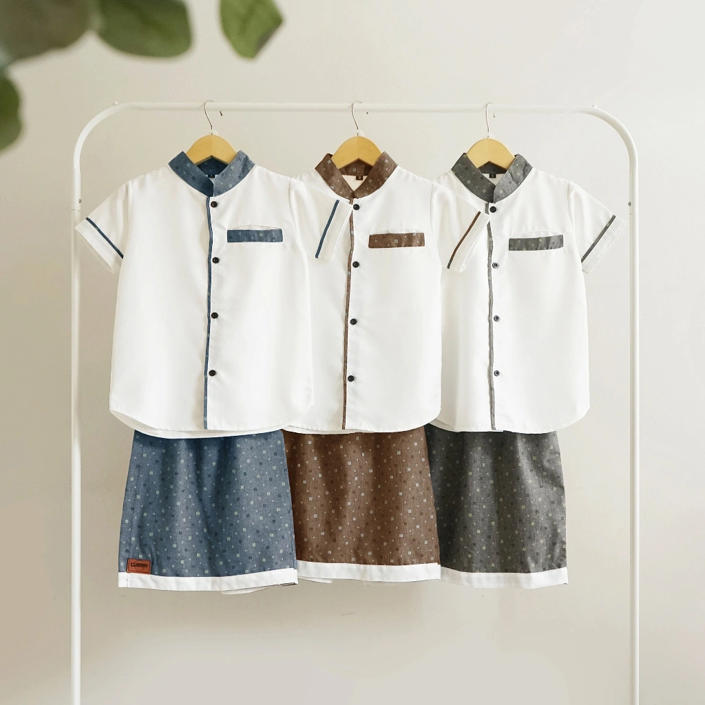 Gummy Baby Setelan Koko Celana Sarung Baju Muslim Anak Laki-laki 1-8 Tahun Baju Lebaran Fath Set