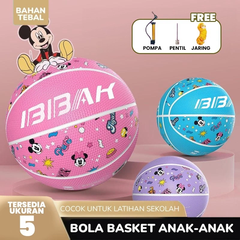 Bola Basket Anak Ukuran 5 Motif Kartun | Bola Basket Bahan Karet Kualitas Tinggi Cocok Untuk Latihan Sekolah XTRA POMPA PENTIL