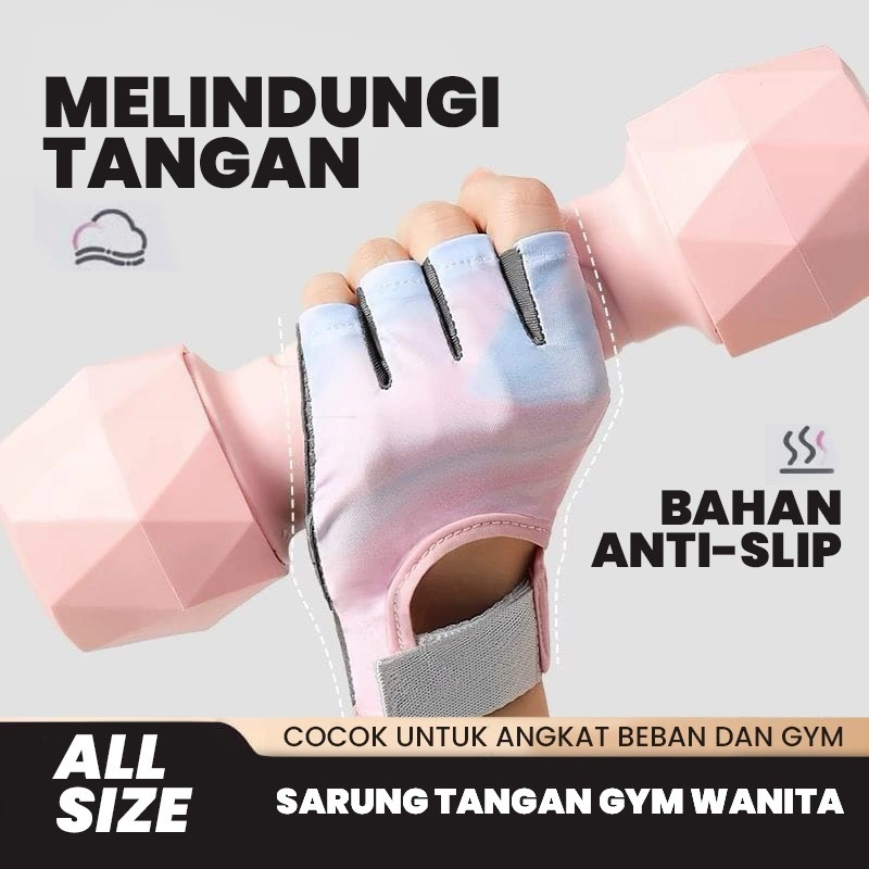 BBAK Sarung Tangan Gym Wanita Anti-Slip Bahan Kulit Bernafas Cocok Untuk Gym dan Angkat Beban