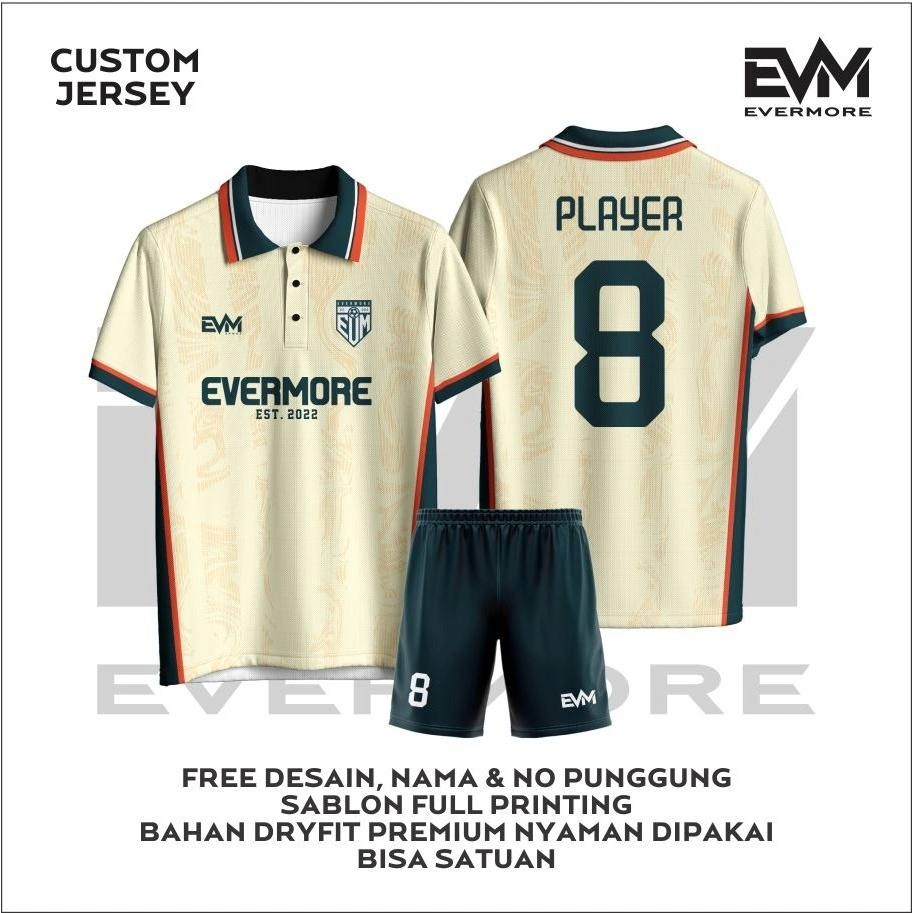 Jersey Sepak Bola THE CREAM VINTAGE Retro Wannabe Full Printing Milano Dryfit EVM Sport