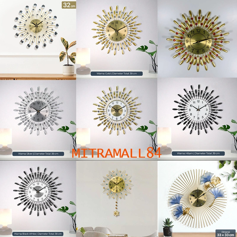 Jam Dinding Aesthetic Ruang Tamu 3D Quartz Clock Creative Luxury Diamond