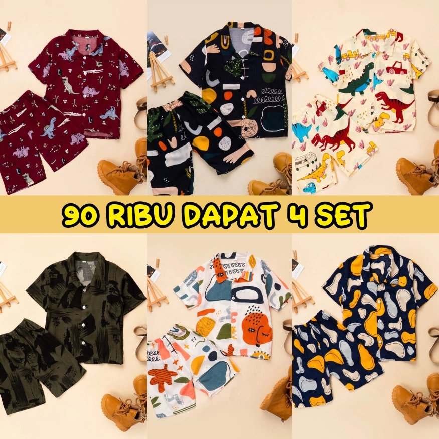 4 SET RAYON ANAK/PIYAMA ANAK RAYON USIA 1-6 TAHUN