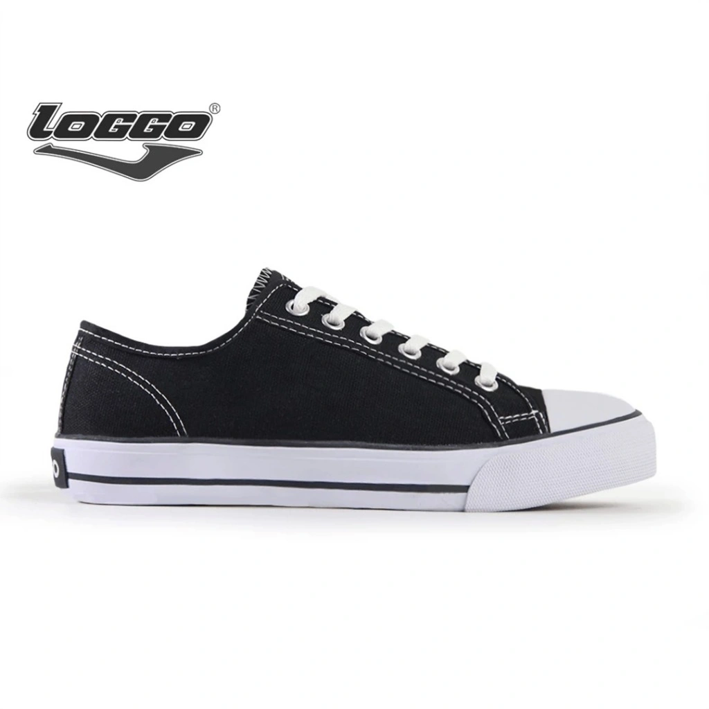 Loggo - Sepatu Classic Low Series Hitam Putih - Sneakers Sepatu Kanvas Vulcanized size 33-43
