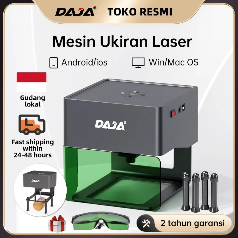 DAJA DJ6/Mesin ukir laser/Mesin ukir laser kecil/Mesin ukir logam, kulit, plastik/Printer laser portabel, akrilik/Mesin ukir huruf DIY otomatis/Mesin ukir makanan, kulit, kertas
