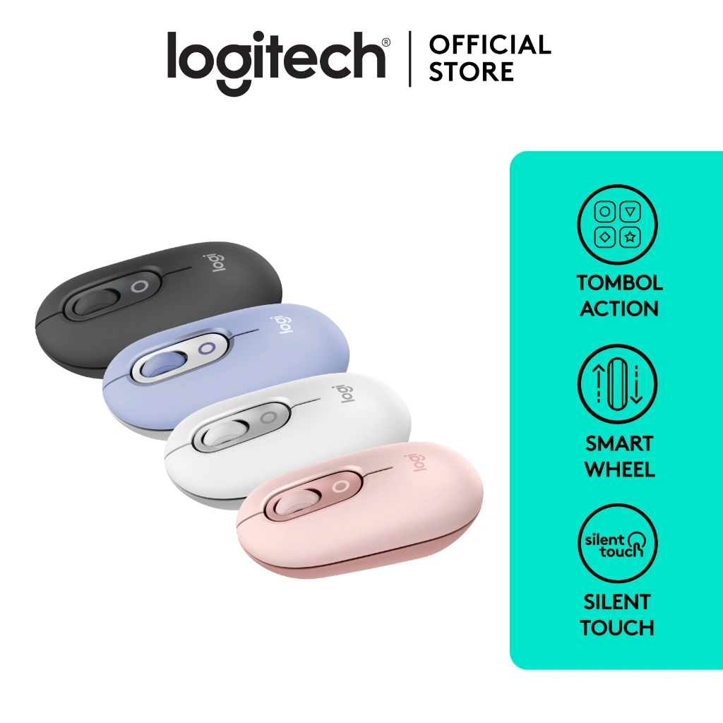 Logitech POP ICON Mouse, Ringkas dan Portabel, Mouse Bluetooth Nirkabel dengan Tombol yang Dapat Diprogram dan Klik Hening, Easy-Switch Antar Maksimum 3 Perangkat: Laptop, Tablet, PC