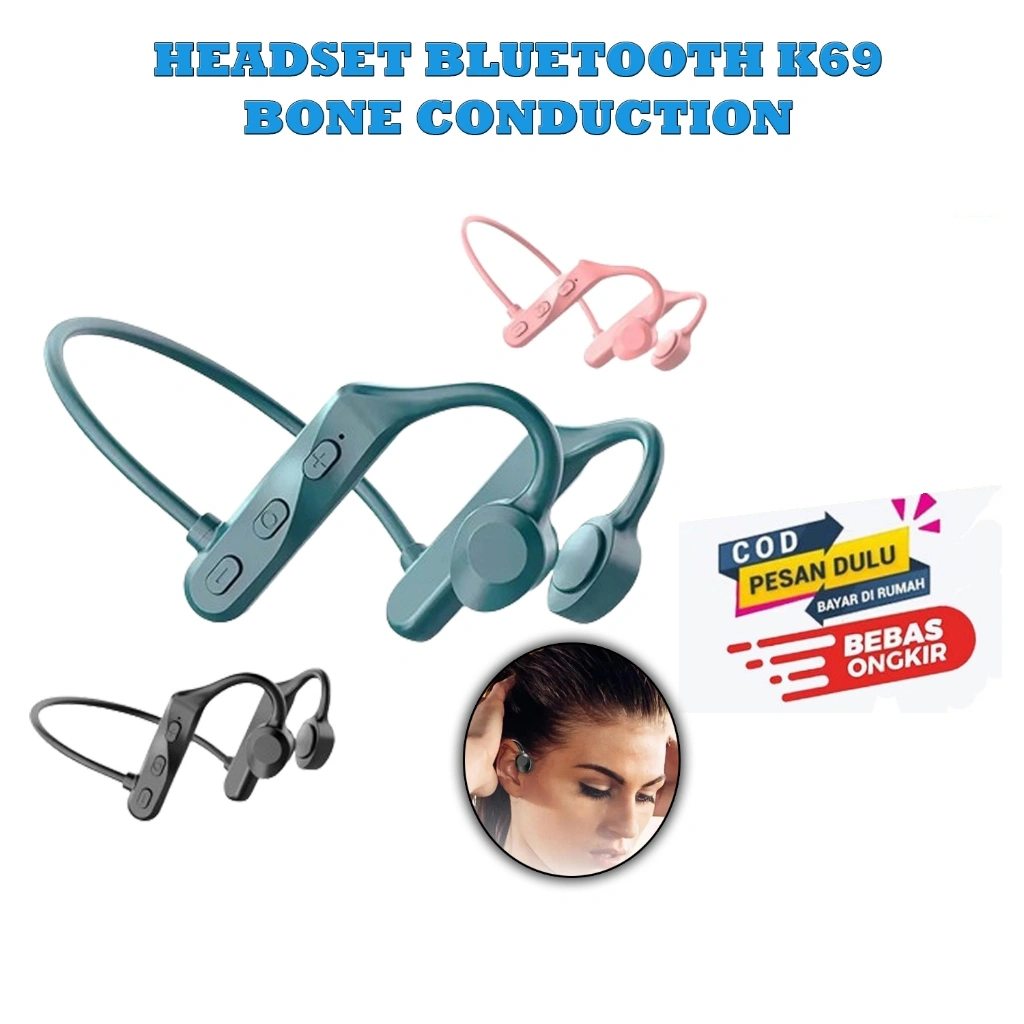 RG HEADSET BLUETOOTH K69 Tws Wireless Headphone Bone Conduction Open Ear Earphone Sport Neckband