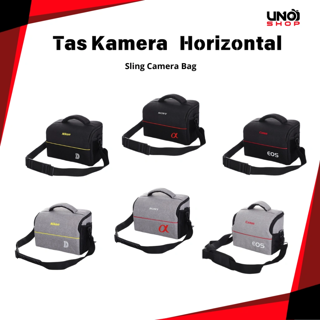 Tas Kamera Slempang Horizontal Line Camera Bag For Canon Nikon Sony