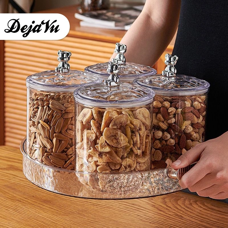 Dejavu Toples Cemilan Saji Makanan Tempat Penyimpanan Toples Lebaran Snack Tray Storage Jar HSB852