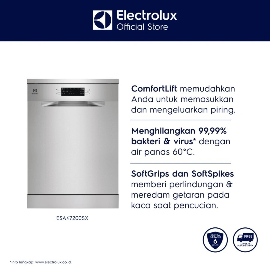 Electrolux Dishwasher Freestanding 60cm UltimateCare 300 ESA47200SX